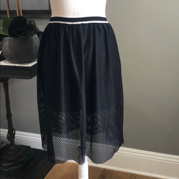 TOPSHOP Football Mesh Midi Skirt Black 6 - Picture 4 of 8